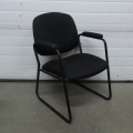 Black Patterned Sleigh Side Guest Chair w Padded Arms